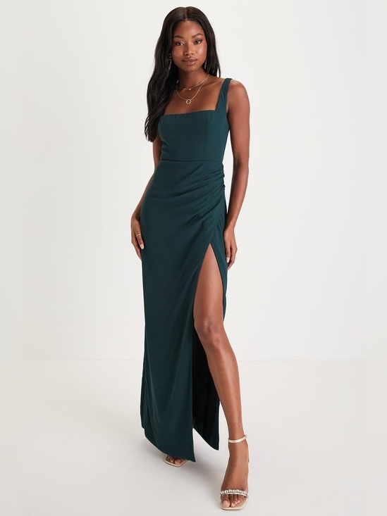 Lulus Dresses & Skirts - Lulus Glamorous Disposition Emerald Green Ruched Maxi Dress